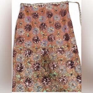 ASOS Floral Sequin Midi Skirt in Cream and Gold